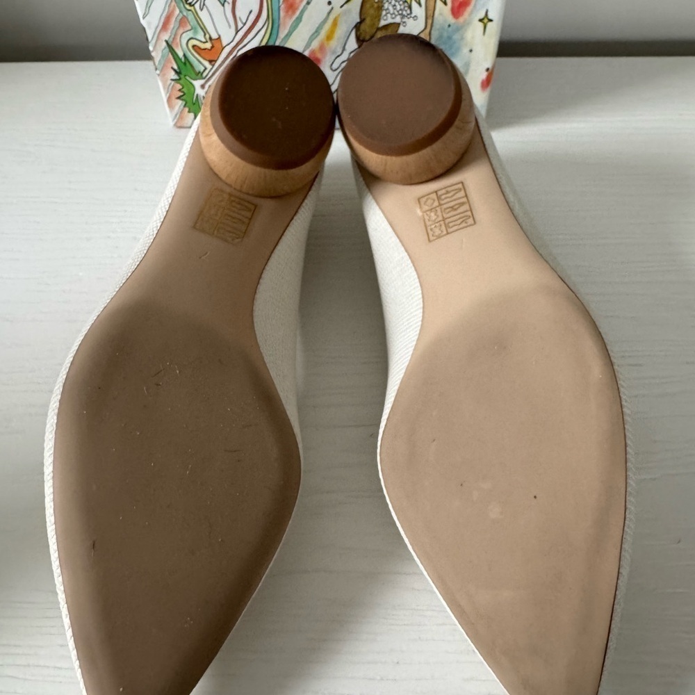 ❤️❤️Jeffry Campbell Chic Cream Loafers with Wooden Heel - Picture 6 of 6